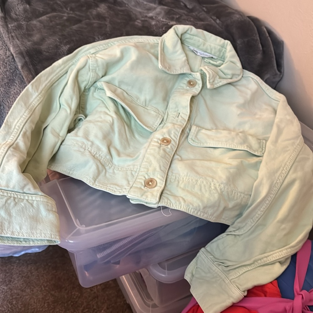 ZARA Green Cropped Jacket